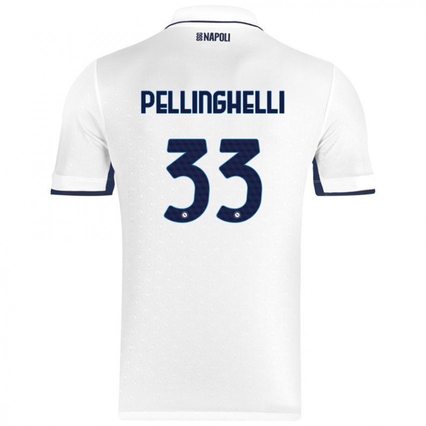 Niño Camiseta Alice Pellinghelli #33 Blanco Azul Real 2ª Equipación 2024/25 La Camisa Perú