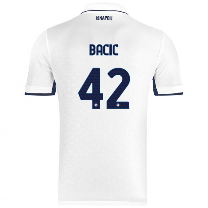 Niño Camiseta Doris Bačić #42 Blanco Azul Real 2ª Equipación 2024/25 La Camisa Perú