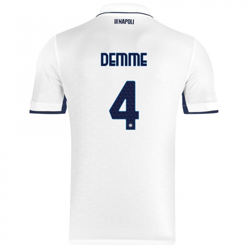 Niño Camiseta Diego Demme #4 Blanco Azul Real 2ª Equipación 2024/25 La Camisa Perú