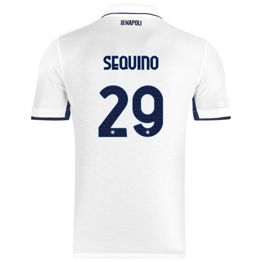 Niño Camiseta Giovanni Sequino #29 Blanco Azul Real 2ª Equipación 2024/25 La Camisa Perú