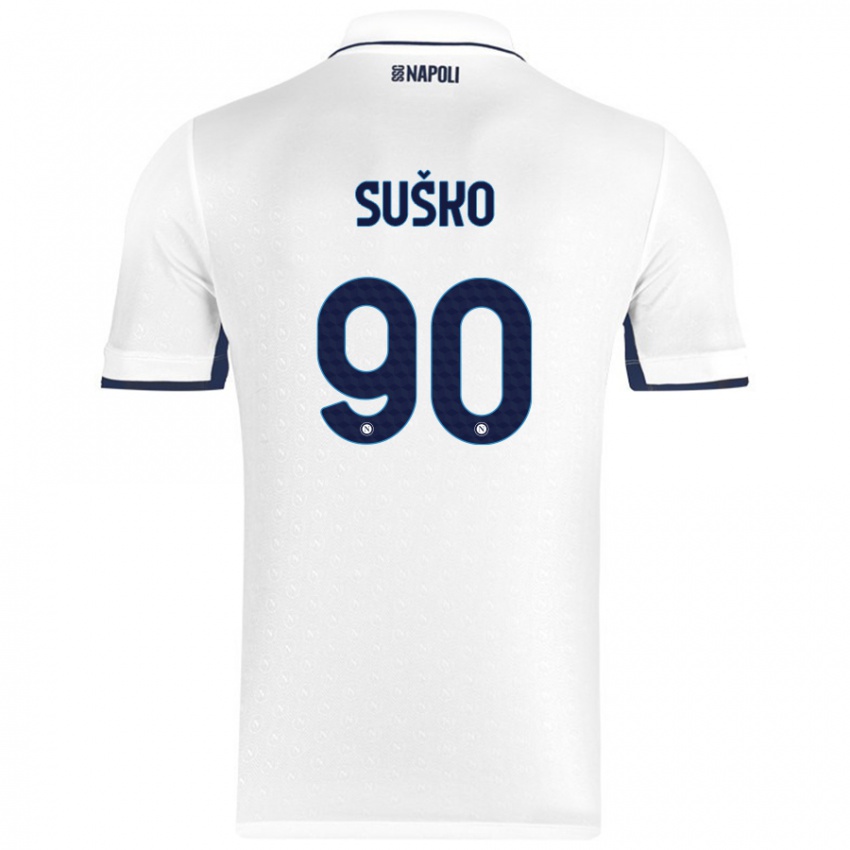 Niño Camiseta Daniel Suško #90 Blanco Azul Real 2ª Equipación 2024/25 La Camisa Perú