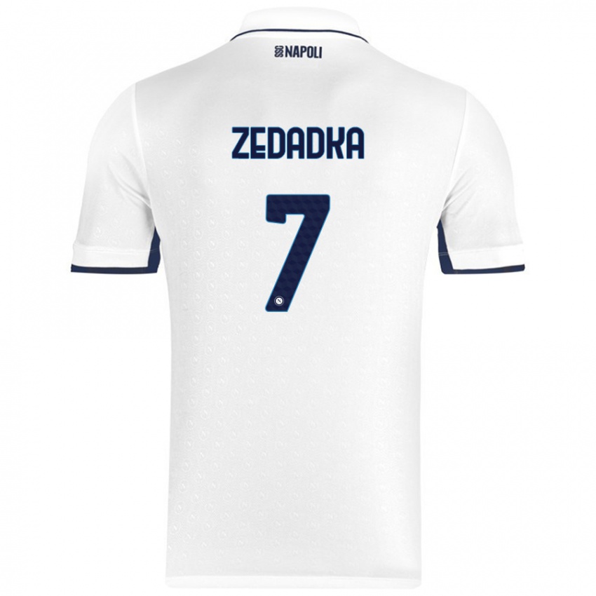 Niño Camiseta Karim Zedadka #7 Blanco Azul Real 2ª Equipación 2024/25 La Camisa Perú