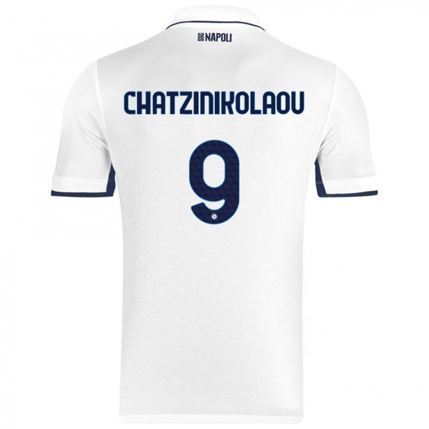 Niño Camiseta Despoina Chatzinikolaou #9 Blanco Azul Real 2ª Equipación 2024/25 La Camisa Perú