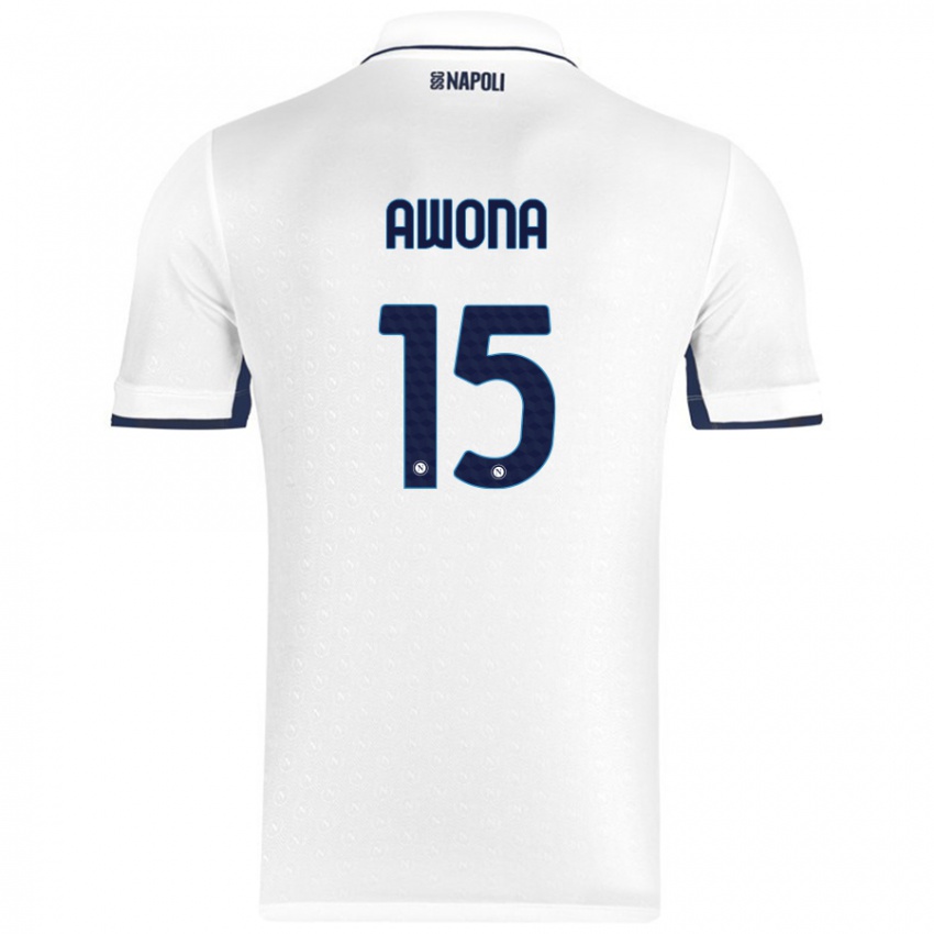 Niño Camiseta Aurelle Awona #15 Blanco Azul Real 2ª Equipación 2024/25 La Camisa Perú