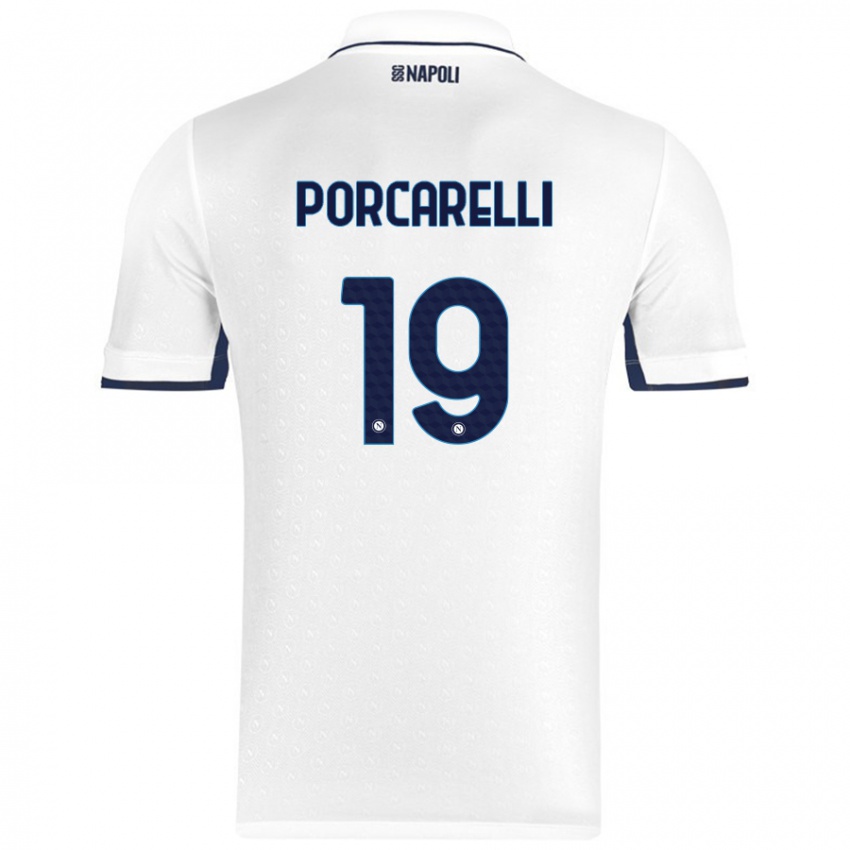 Niño Camiseta Maddelena Porcarelli #19 Blanco Azul Real 2ª Equipación 2024/25 La Camisa Perú