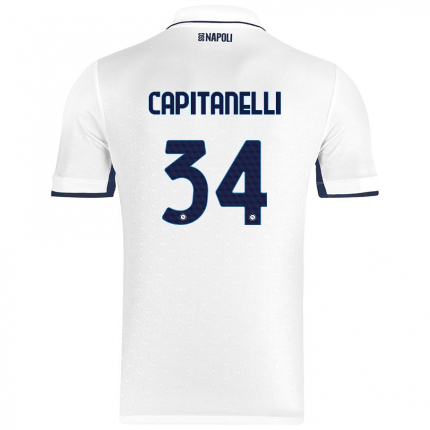 Niño Camiseta Ilaria Capitanelli #34 Blanco Azul Real 2ª Equipación 2024/25 La Camisa Perú