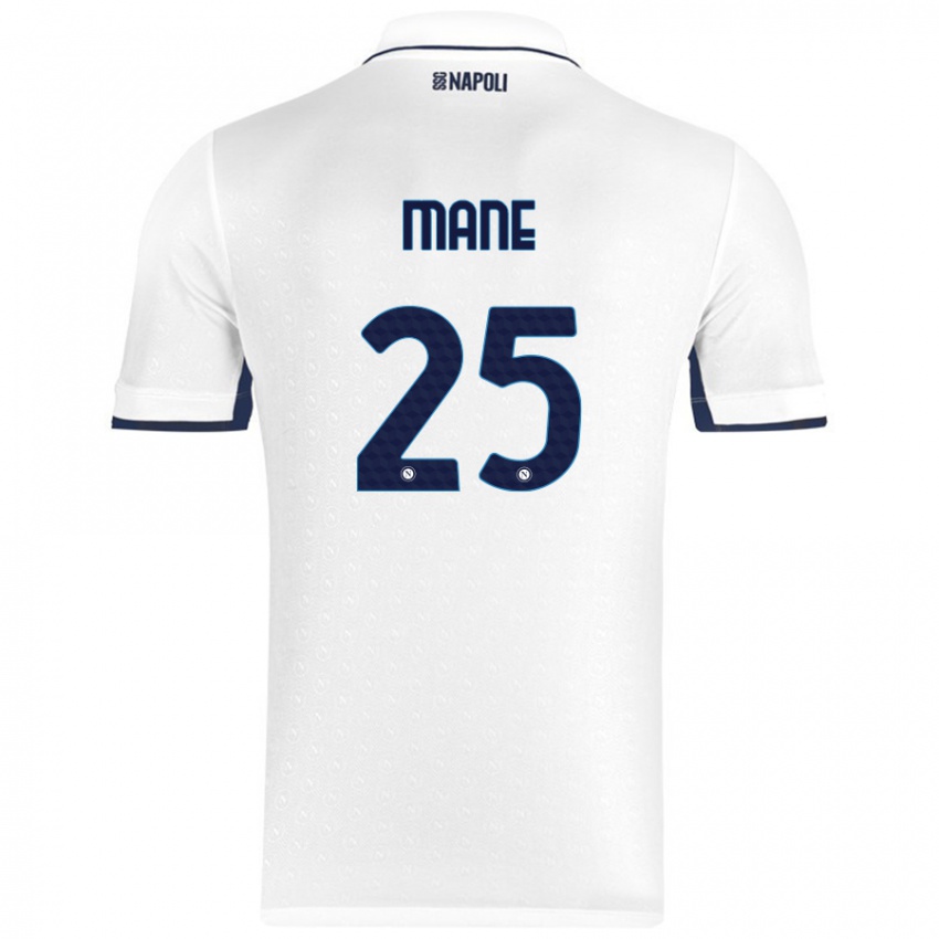 Niño Camiseta Balla Mousa Mane #25 Blanco Azul Real 2ª Equipación 2024/25 La Camisa Perú