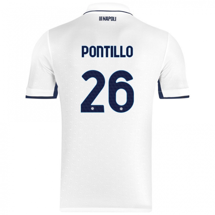 Niño Camiseta Pasquale Pontillo #26 Blanco Azul Real 2ª Equipación 2024/25 La Camisa Perú