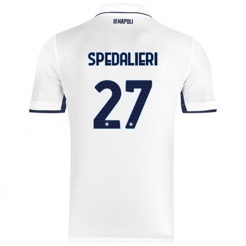 Niño Camiseta Johnatan Andrea Spedalieri #27 Blanco Azul Real 2ª Equipación 2024/25 La Camisa Perú