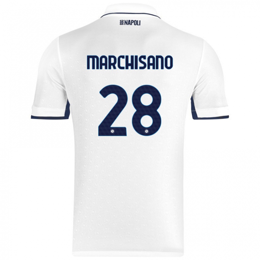 Niño Camiseta Matteo Marchisano #28 Blanco Azul Real 2ª Equipación 2024/25 La Camisa Perú