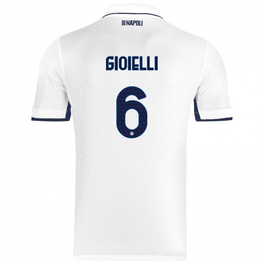 Niño Camiseta Francesco Pio Gioielli #6 Blanco Azul Real 2ª Equipación 2024/25 La Camisa Perú