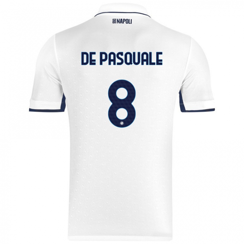 Niño Camiseta Dylan De Pasquale #8 Blanco Azul Real 2ª Equipación 2024/25 La Camisa Perú