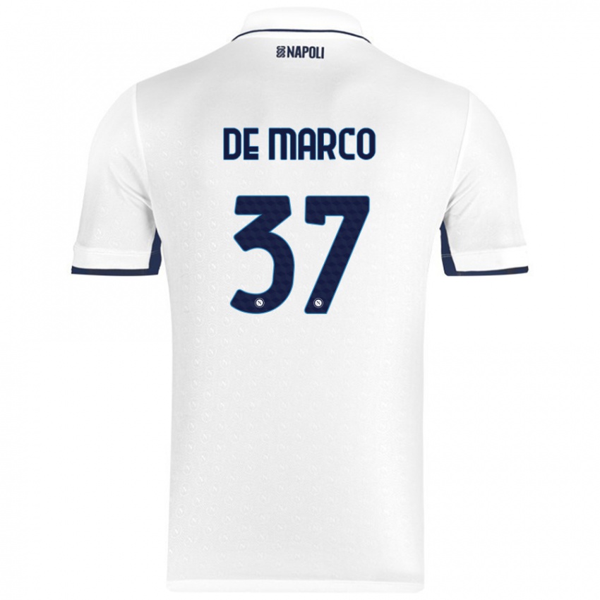 Niño Camiseta Francesco De Marco #37 Blanco Azul Real 2ª Equipación 2024/25 La Camisa Perú