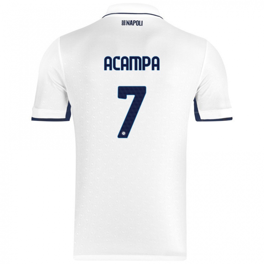 Niño Camiseta Davide Acampa #7 Blanco Azul Real 2ª Equipación 2024/25 La Camisa Perú