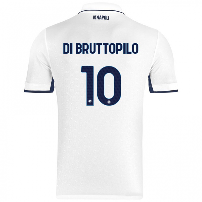 Niño Camiseta Giuseppe Ambrosino Di Bruttopilo #10 Blanco Azul Real 2ª Equipación 2024/25 La Camisa Perú