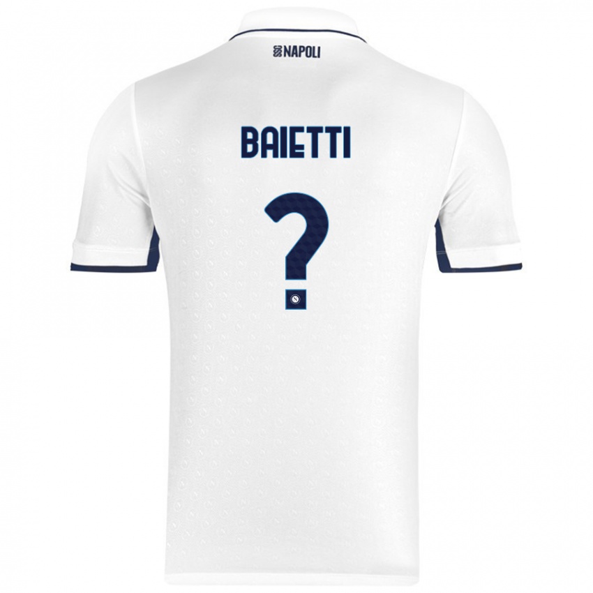 Niño Camiseta Francesco Baietti #0 Blanco Azul Real 2ª Equipación 2024/25 La Camisa Perú