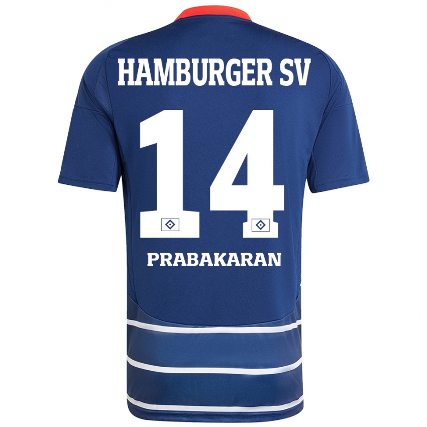 Niño Camiseta Nilavan Prabakaran #14 Azul Oscuro 2ª Equipación 2024/25 La Camisa Perú