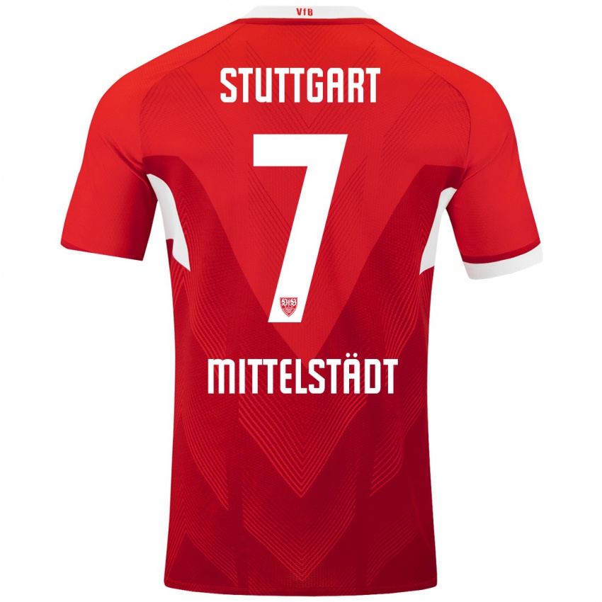 Niño Camiseta Maximilian Mittelstädt #7 Rojo Blanco 2ª Equipación 2024/25 La Camisa Perú