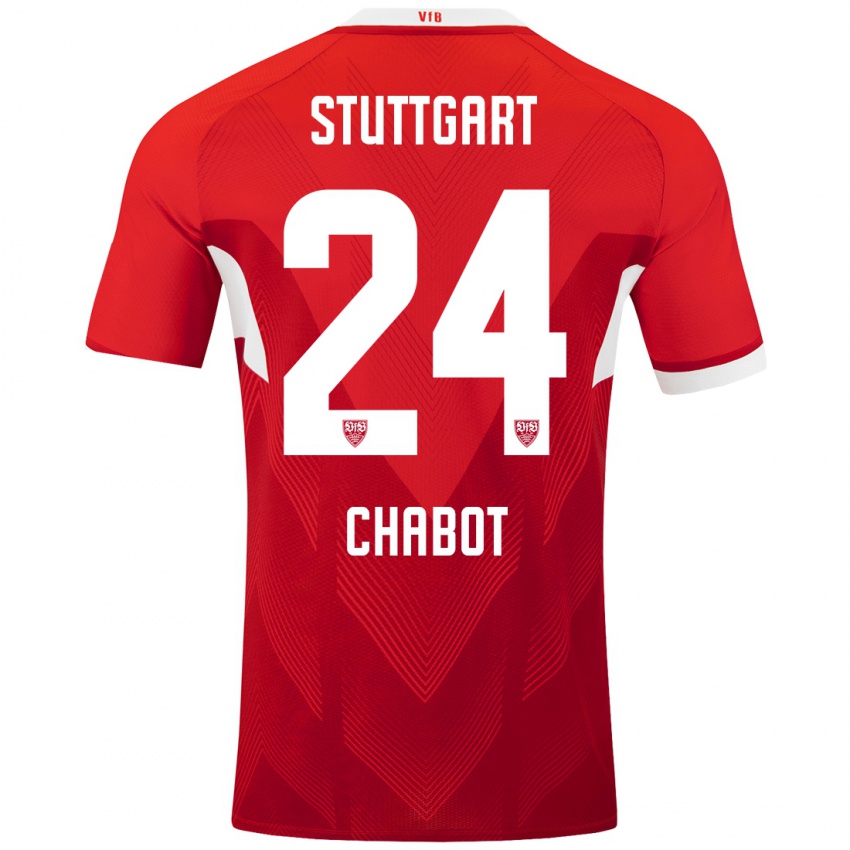 Niño Camiseta Jeff Chabot #24 Rojo Blanco 2ª Equipación 2024/25 La Camisa Perú