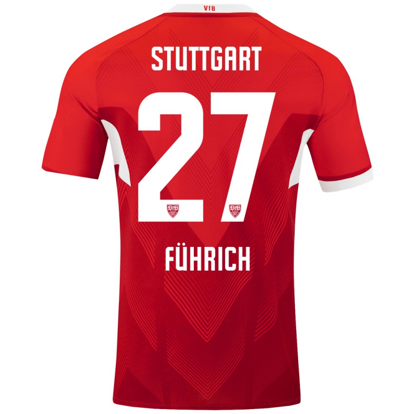 Niño Camiseta Chris Führich #27 Rojo Blanco 2ª Equipación 2024/25 La Camisa Perú