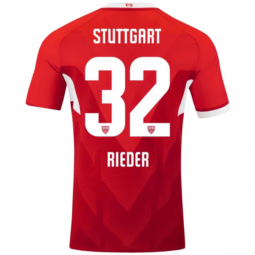 Niño Camiseta Fabian Rieder #32 Rojo Blanco 2ª Equipación 2024/25 La Camisa Perú