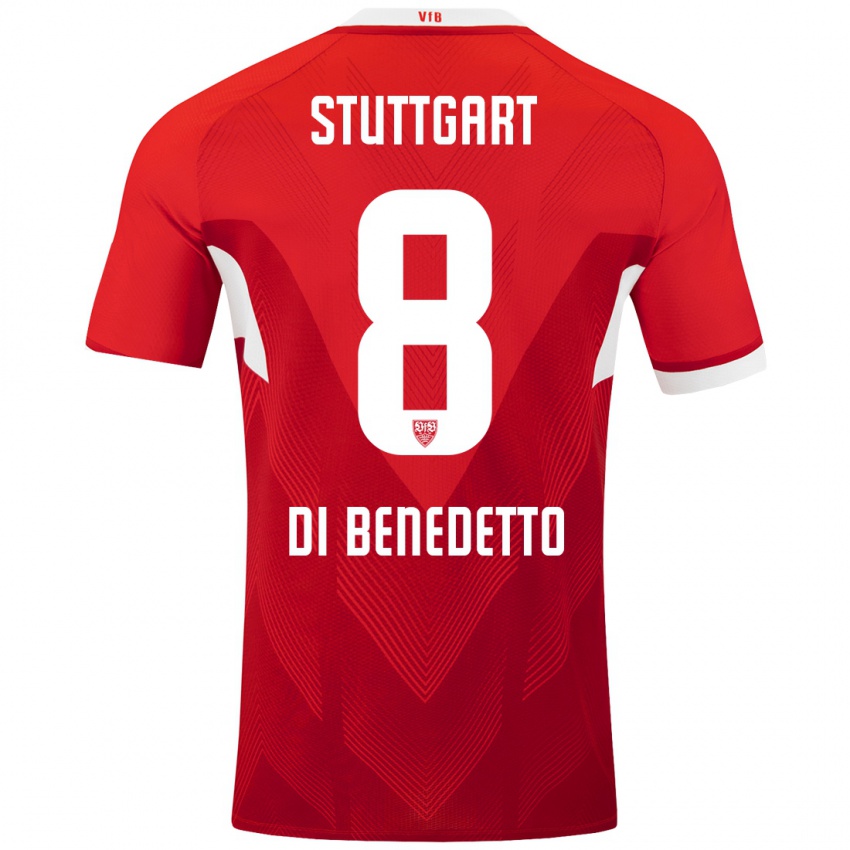 Niño Camiseta Samuele Di Benedetto #8 Rojo Blanco 2ª Equipación 2024/25 La Camisa Perú