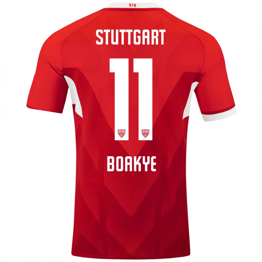 Niño Camiseta Benjamin Boakye #11 Rojo Blanco 2ª Equipación 2024/25 La Camisa Perú