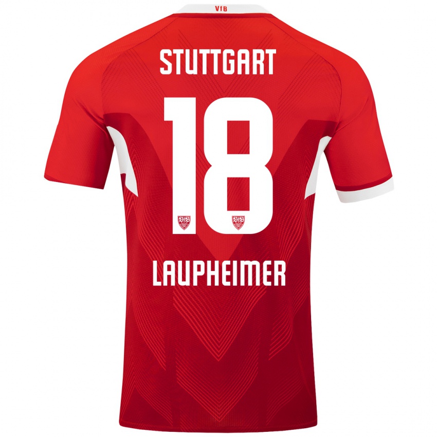 Niño Camiseta Lukas Laupheimer #18 Rojo Blanco 2ª Equipación 2024/25 La Camisa Perú