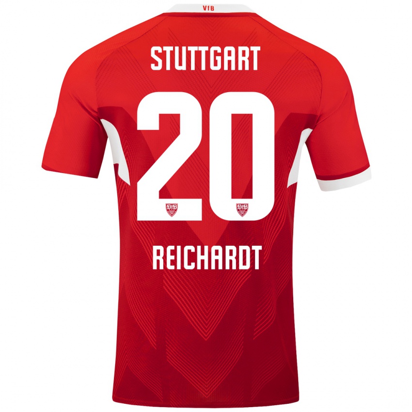 Niño Camiseta Leon Reichardt #20 Rojo Blanco 2ª Equipación 2024/25 La Camisa Perú