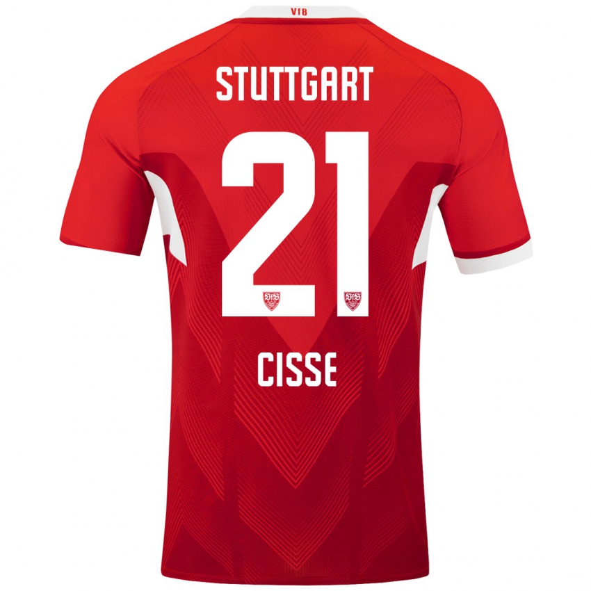 Niño Camiseta Moussa Cissé #21 Rojo Blanco 2ª Equipación 2024/25 La Camisa Perú