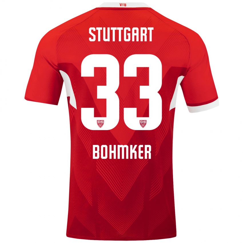 Niño Camiseta Finn Böhmker #33 Rojo Blanco 2ª Equipación 2024/25 La Camisa Perú