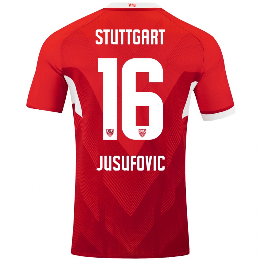 Niño Camiseta Farah Jusufović #16 Rojo Blanco 2ª Equipación 2024/25 La Camisa Perú