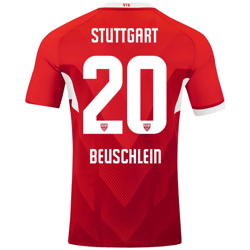 Niño Camiseta Jana Beuschlein #20 Rojo Blanco 2ª Equipación 2024/25 La Camisa Perú