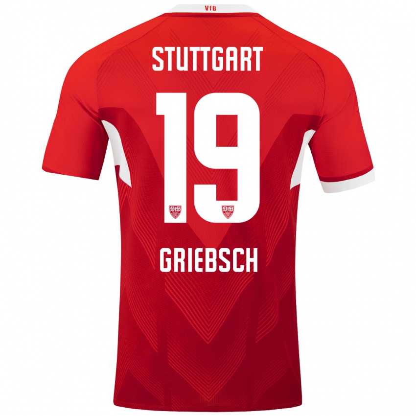 Niño Camiseta Lukas Griebsch #19 Rojo Blanco 2ª Equipación 2024/25 La Camisa Perú