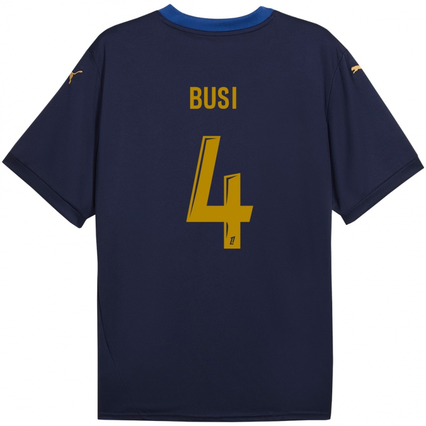 Niño Camiseta Maxime Busi #4 Azul Marino Dorado 2ª Equipación 2024/25 La Camisa Perú