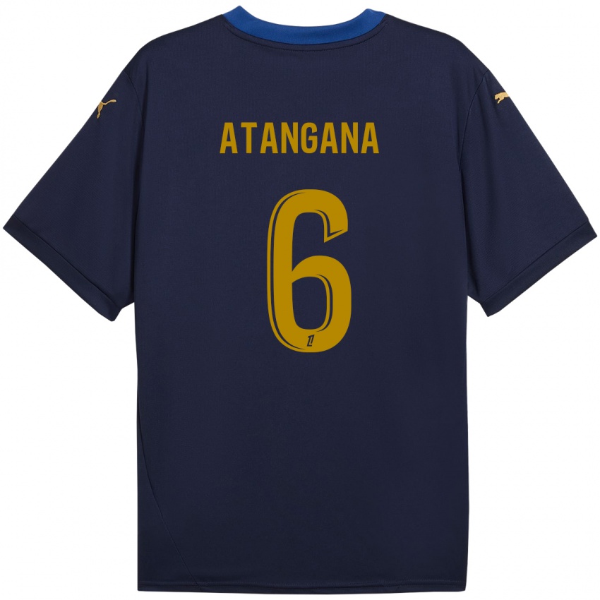 Niño Camiseta Valentin Atangana Edoa #6 Azul Marino Dorado 2ª Equipación 2024/25 La Camisa Perú