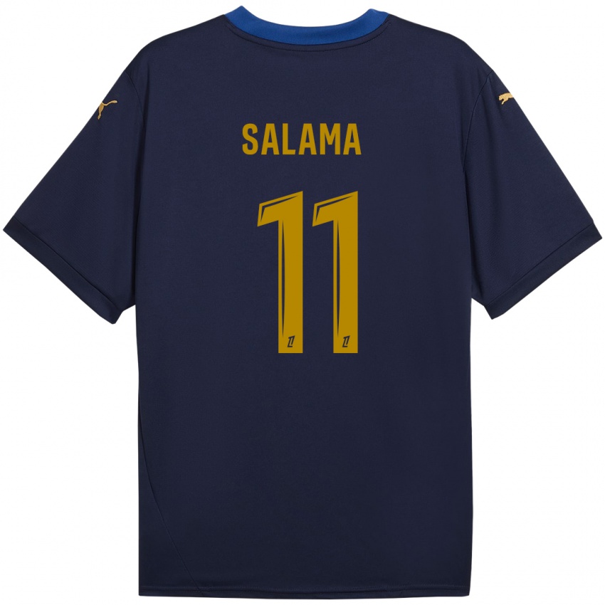 Niño Camiseta Amine Salama #11 Azul Marino Dorado 2ª Equipación 2024/25 La Camisa Perú