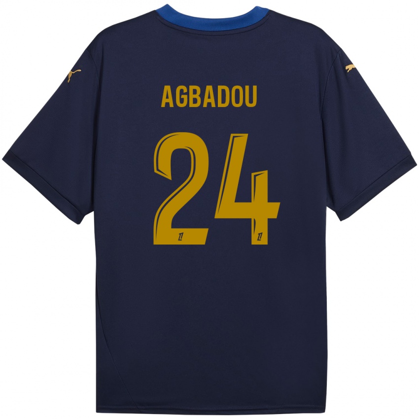 Niño Camiseta Emmanuel Agbadou #24 Azul Marino Dorado 2ª Equipación 2024/25 La Camisa Perú