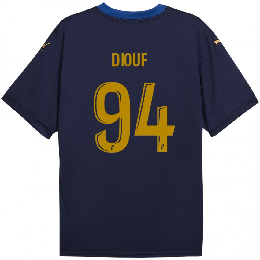 Niño Camiseta Yehvann Diouf #94 Azul Marino Dorado 2ª Equipación 2024/25 La Camisa Perú