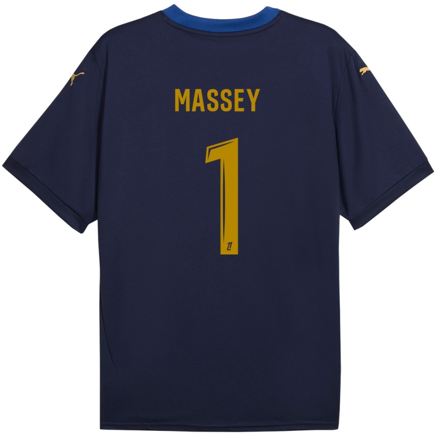 Niño Camiseta Kayza Massey #1 Azul Marino Dorado 2ª Equipación 2024/25 La Camisa Perú