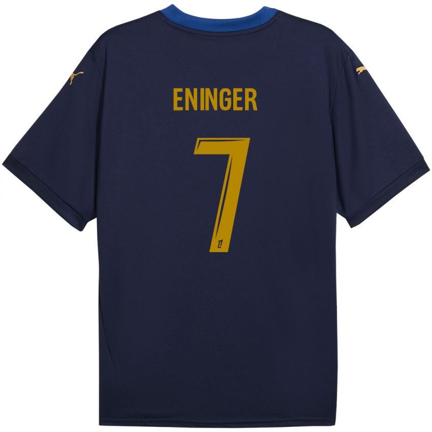 Niño Camiseta Thelma Eninger #7 Azul Marino Dorado 2ª Equipación 2024/25 La Camisa Perú