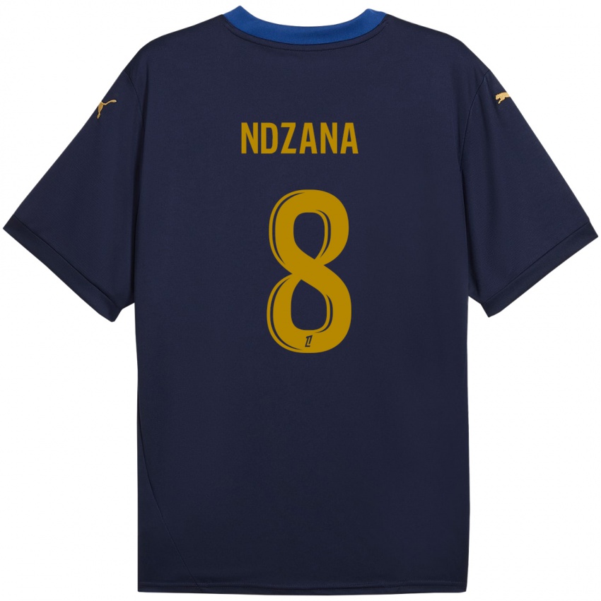 Niño Camiseta Colette Ndzana Fegue #8 Azul Marino Dorado 2ª Equipación 2024/25 La Camisa Perú