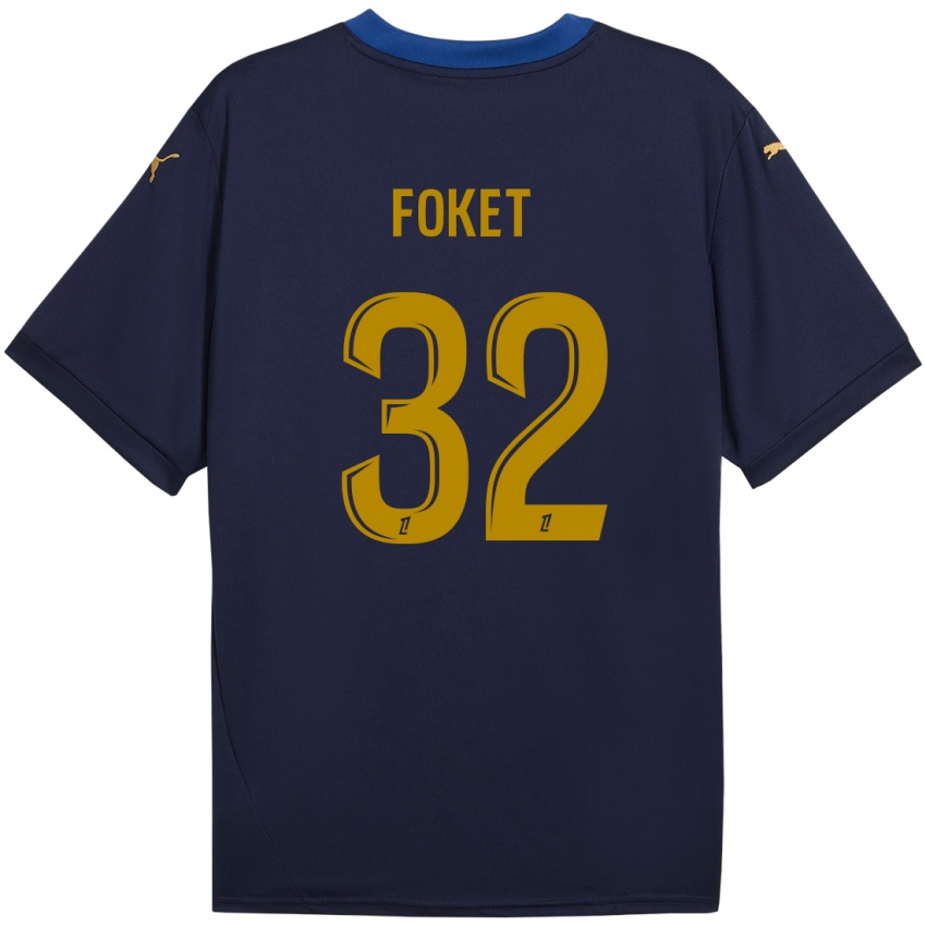 Niño Camiseta Thomas Foket #32 Azul Marino Dorado 2ª Equipación 2024/25 La Camisa Perú