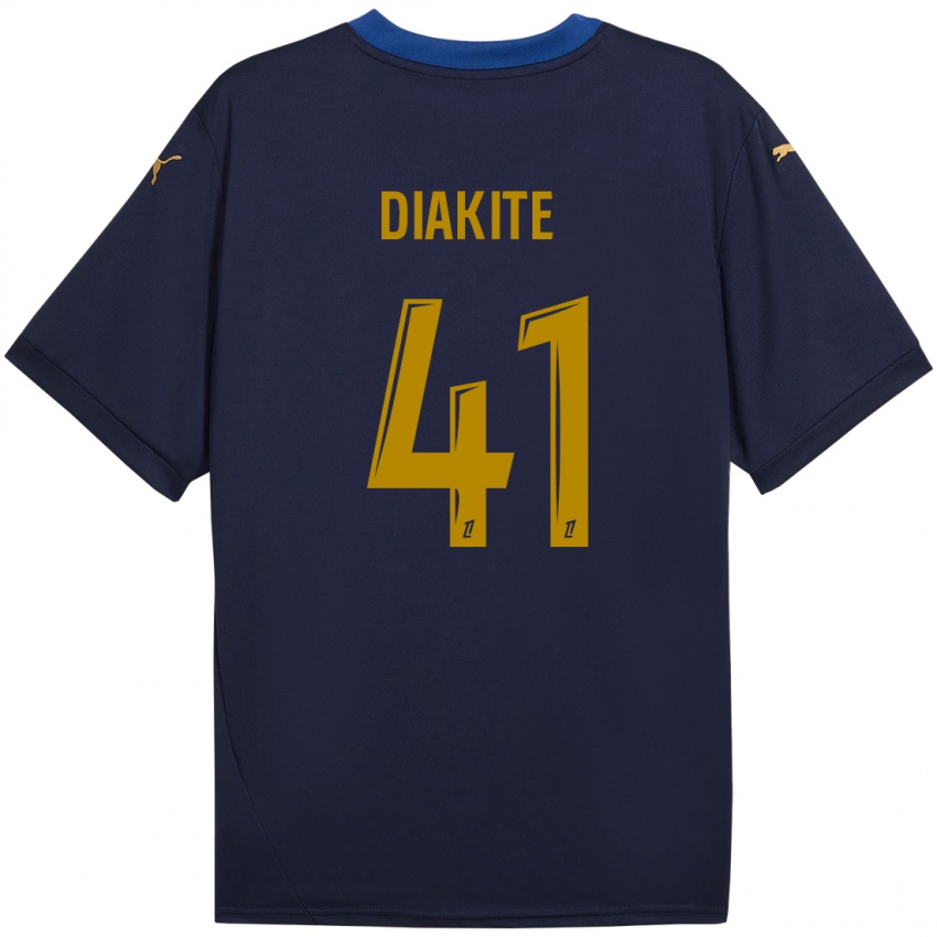 Niño Camiseta Ibrahim Diakité #41 Azul Marino Dorado 2ª Equipación 2024/25 La Camisa Perú