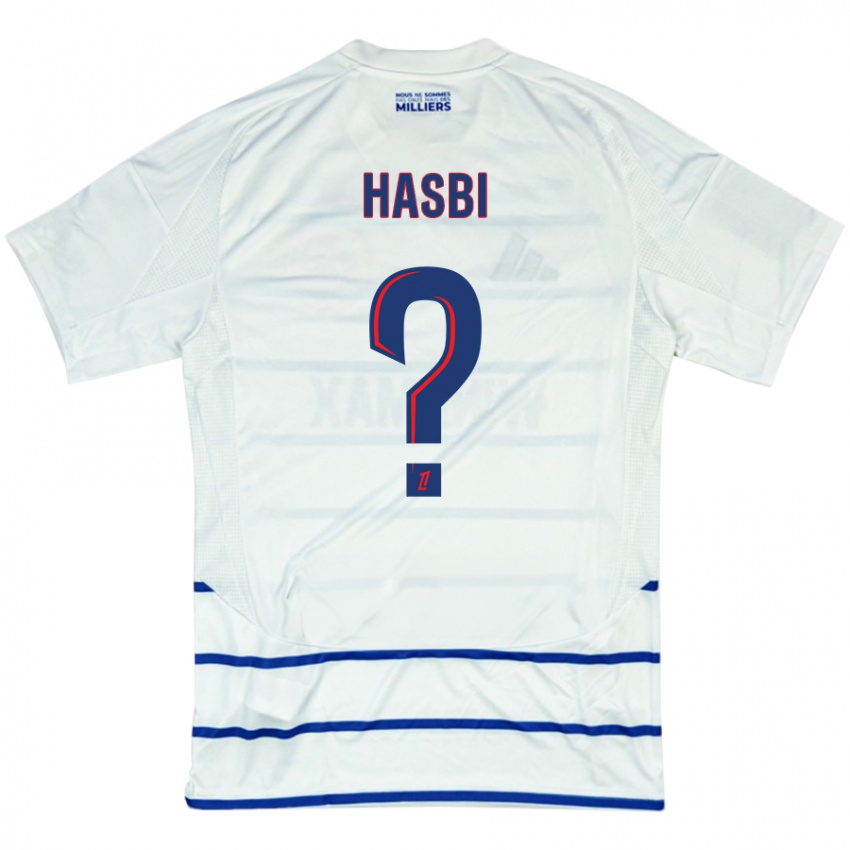 Niño Camiseta Walid Hasbi #0 Blanco Azul 2ª Equipación 2024/25 La Camisa Perú