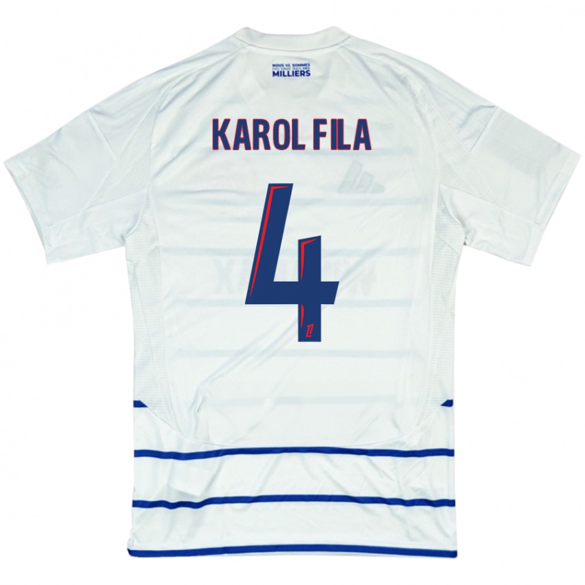 Niño Camiseta Karol Fila #4 Blanco Azul 2ª Equipación 2024/25 La Camisa Perú