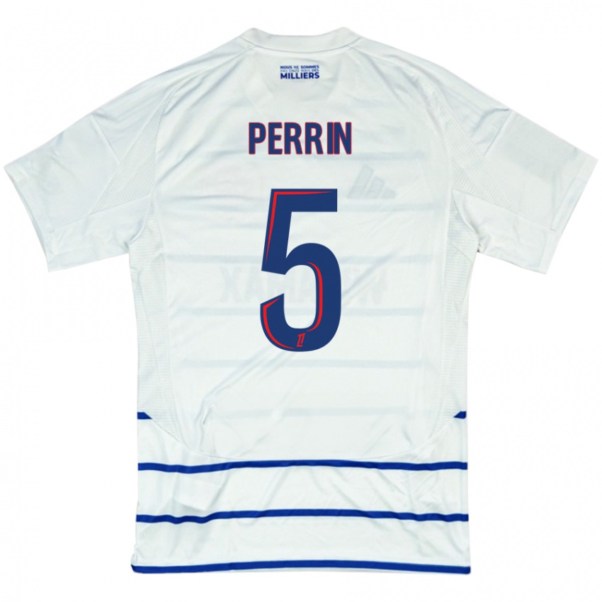 Niño Camiseta Lucas Perrin #5 Blanco Azul 2ª Equipación 2024/25 La Camisa Perú