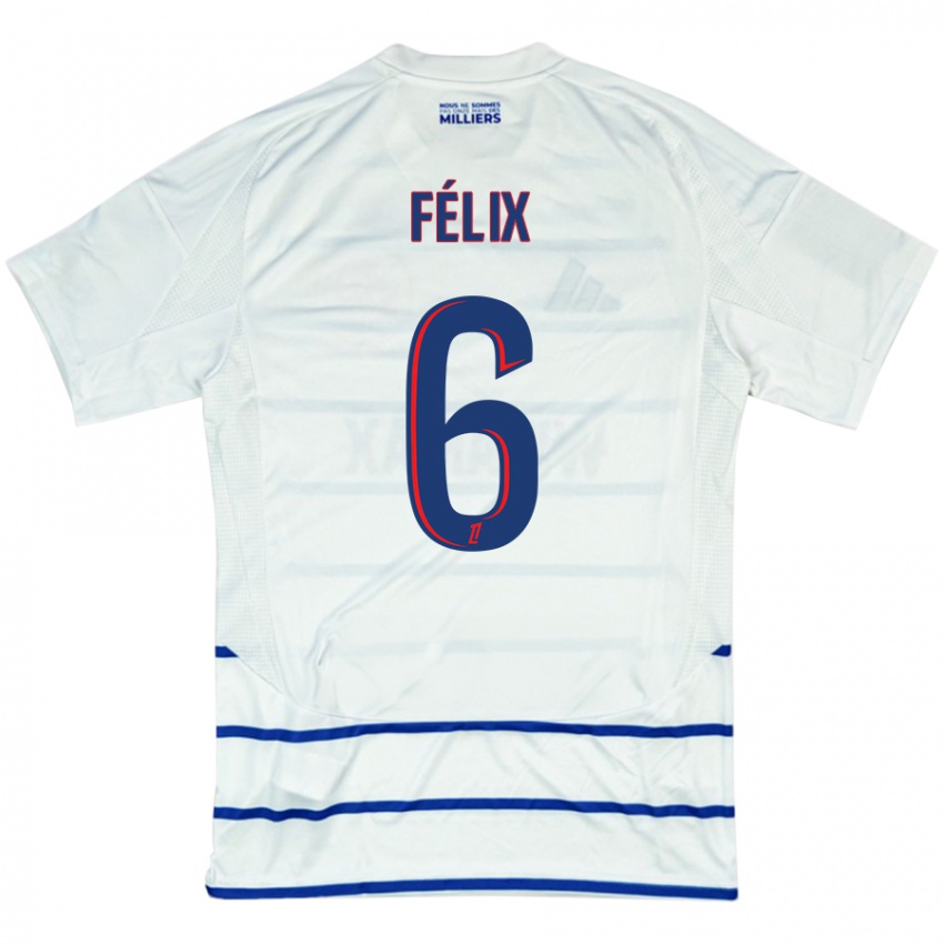 Niño Camiseta Félix Lemaréchal #6 Blanco Azul 2ª Equipación 2024/25 La Camisa Perú