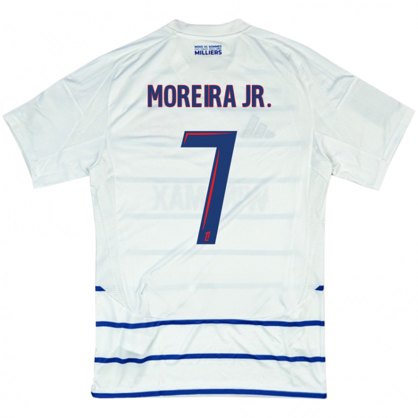 Niño Camiseta Diego Moreira #7 Blanco Azul 2ª Equipación 2024/25 La Camisa Perú