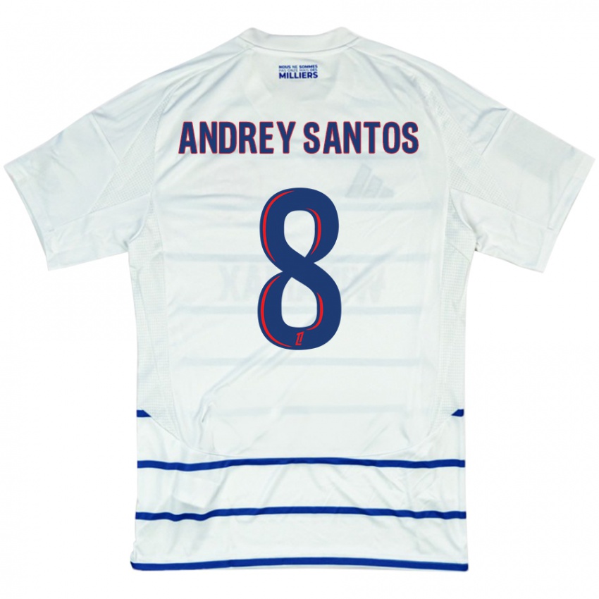 Niño Camiseta Andrey Santos #8 Blanco Azul 2ª Equipación 2024/25 La Camisa Perú